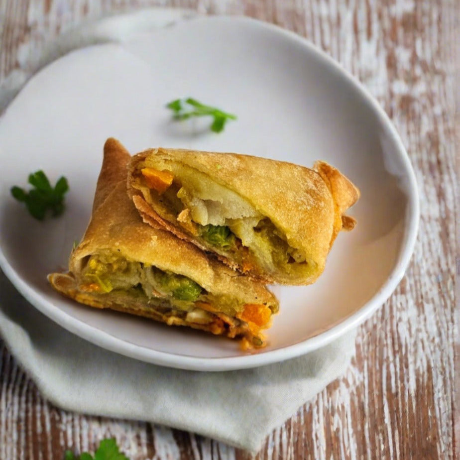 Vegetarian Samosa half stacked